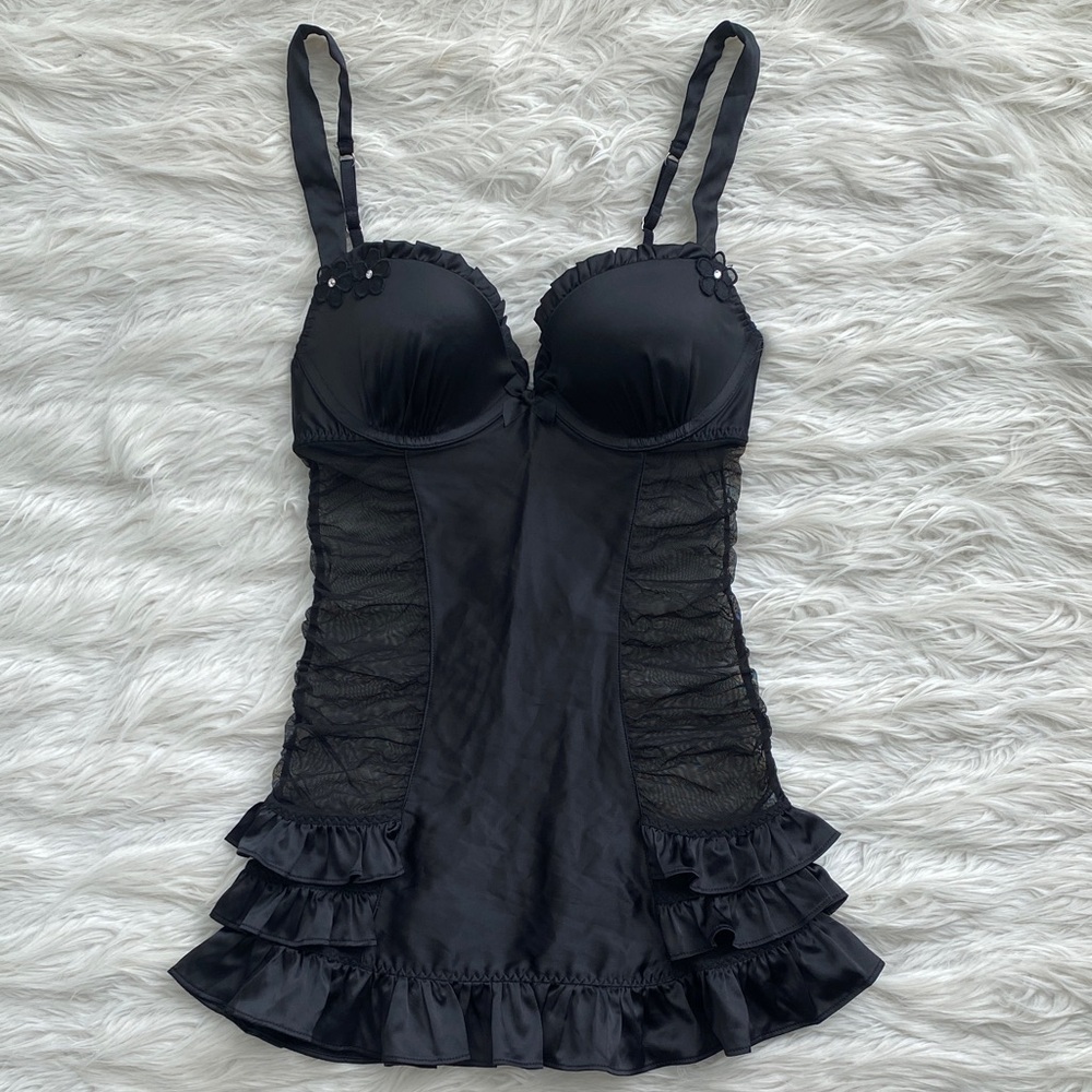 Victoria’s Secret | Sexy Little Things… Black Lace-Trim Babydoll Chemise